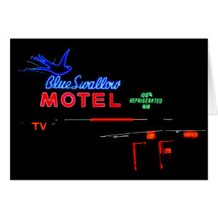 Blaue Schwalben-Motel-Leuchtreklame, Tucumcari,