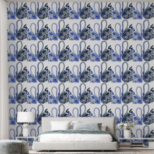 Blaue Schwäne Aquarell-Kunst Tapete