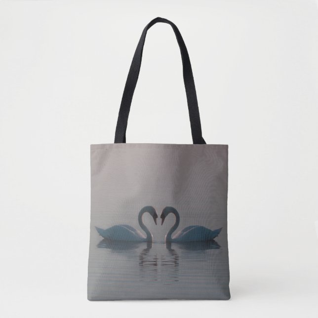 Blaue Schwäne müssen Liebe Herz am Wasser sein Tasche (Vorderseite)
