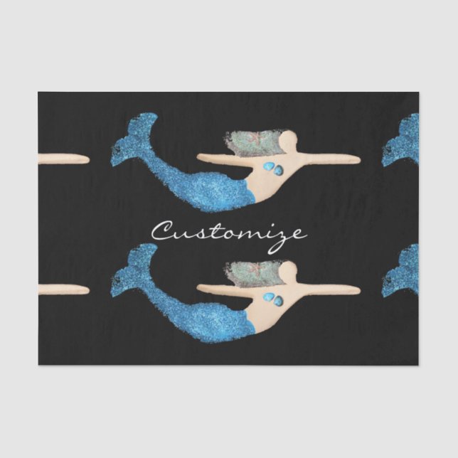 Blaue Schwanz Meerjungfrau schwimmen Thunder_Cove Seidenpapier (Vorderseite)