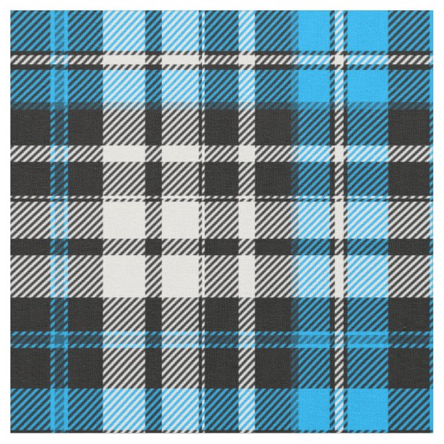 Blaue Schwarz-Weiß-Karo-Tartan-Muster-Design  Stoff (Nahaufnahme)
