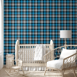 Blaue Schwarz-Weiß-Karo-Tartan-Musterdesign  Tapete