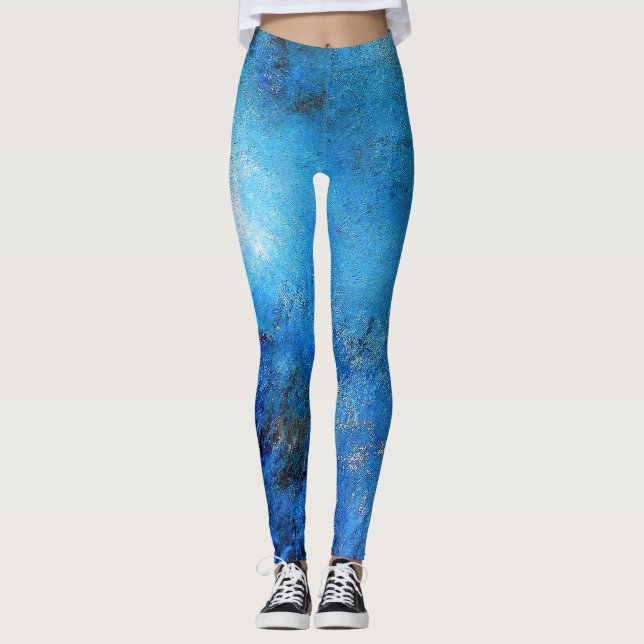 Blaue Schwarz-weiße abstrakte Tanz-Leggings Leggings (Vorderseite)