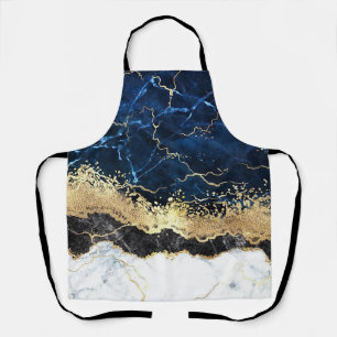 Blaue Schwarz Weiße Marmor Glamour Schürze