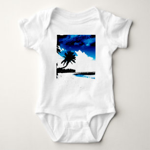 Blaue Schwarz-weiße Palme Silhouette Baby Strampler