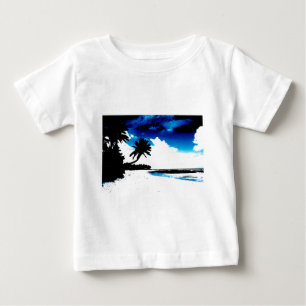 Blaue Schwarz-weiße Palme Silhouette Baby T-shirt