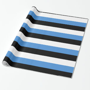 Blaue Schwarz-weiße Streifen Geschenkpapier