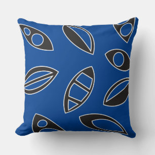 Blaue schwarze Blätter Retro DESIGN Kissenhülle Kissen