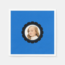 Blaue schwarze Blume ersetzt Bild Serviette