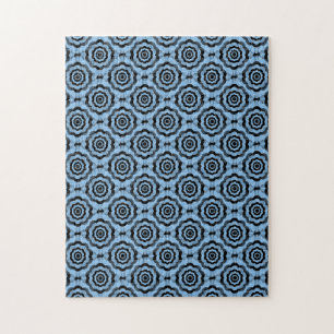 Blaue schwarze Blumen nahtloses Muster