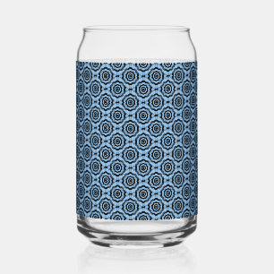 Blaue schwarze Blumen nahtloses Muster Dosenglas