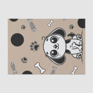Blaue & schwarze Fischgräten-Hundeparty Seidenpapier
