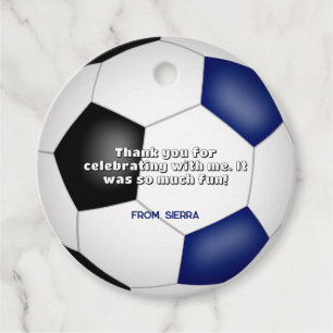 Blaue schwarze Fußball-Mädchen Jungs Sport Geburts Geschenkanhänger