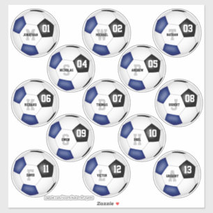 Blaue schwarze Fußballmannschaft - 13 Spielernamen Aufkleber