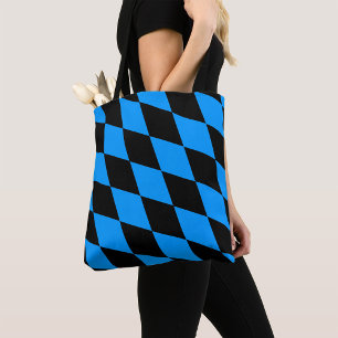Blaue schwarze Harlekin-Diamanten-Schachbrett-Desi Tasche