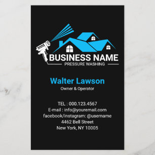 Blaue Schwarze Haus-Druckreinigungsdienstleistung Flyer