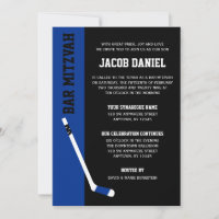 Blaue schwarze Hockey Bar Mizwa Einladungen
