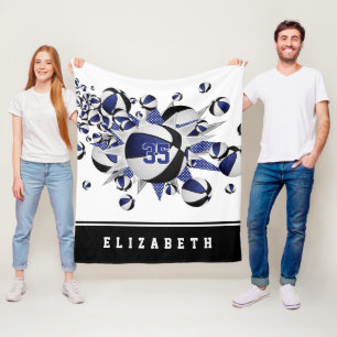 Blaue schwarze Mädchen Sportgeschenke Basketball S Fleecedecke