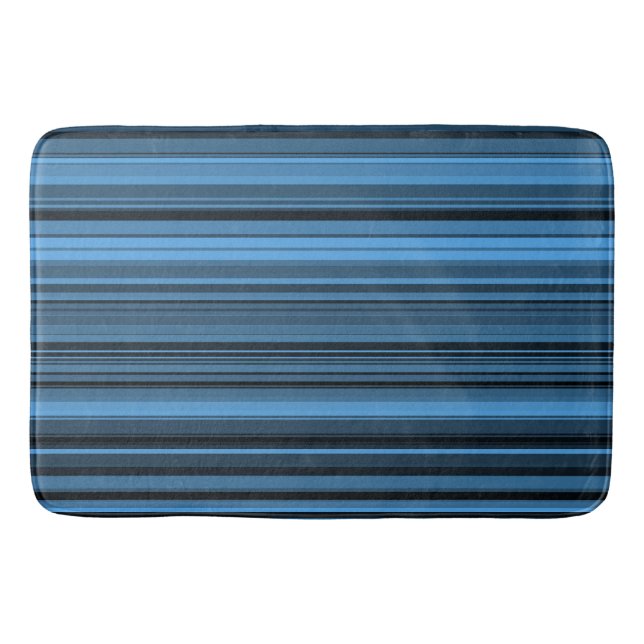 Blaue schwarze Streifen Badematte (Vorderseite)