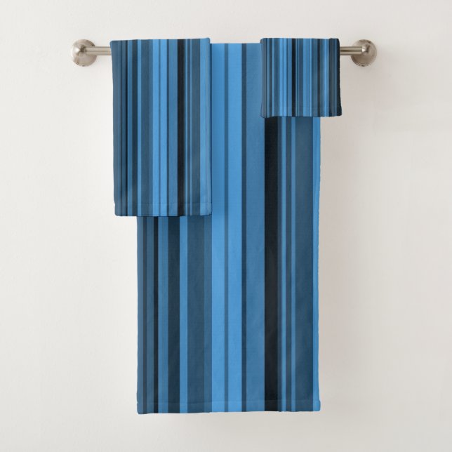 Blaue schwarze Streifen Badhandtuch Set (Insitu)