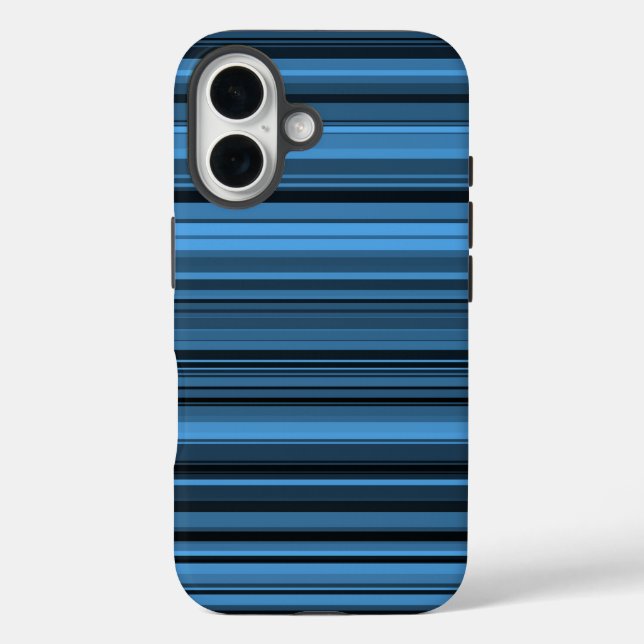 Blaue schwarze Streifen iPhone 16 Hülle (Rückseite)