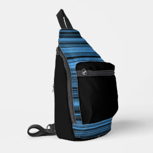 Blaue schwarze Streifen nahtloses Muster Crossbody Bag