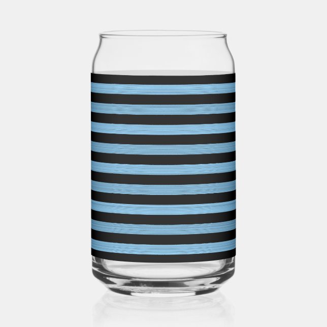 Blaue schwarze Streifen Nahtloses Muster Dosenglas (Vorderseite)