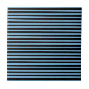 Blaue schwarze Streifen nahtloses Muster Fliese
