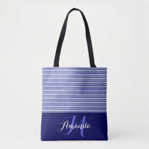 Blaue schwarze und weiße Pinstripes mit fester Far Tasche