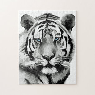 Blaue Schwarzweiss-Augen des Tigers