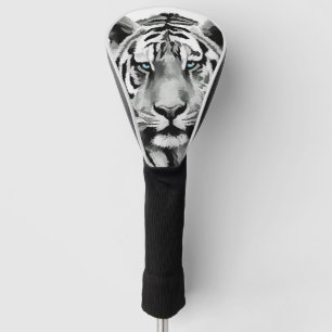Blaue Schwarzweiss-Augen des Tigers Golf Headcover