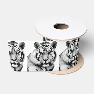 Blaue Schwarzweiss-Augen des Tigers Satinband