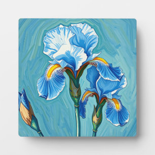 Blaue Schwertlilien-Blumen Künstlerisches Muster Fotoplatte