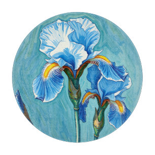 Blaue Schwertlilien-Blumen Künstlerisches Muster Schneidebrett