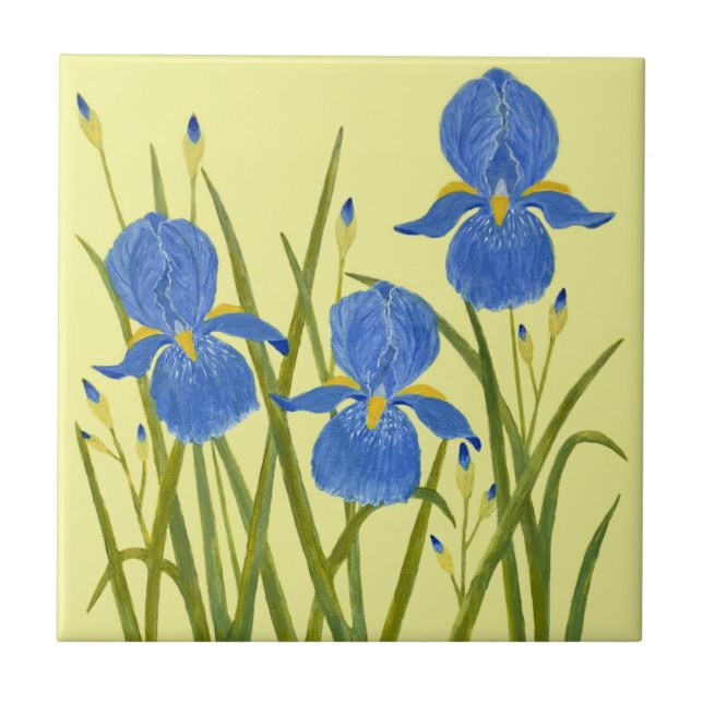 Blaue Schwertlilien-Keramikfliese Fliese (Vorderseite)