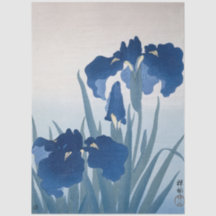 Blaue Schwertlilien-Malerei von Ohara Koson Decoup
