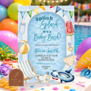 Blaue Schwimmbad-Jungen-Baby-Shower-Party-Einladun Einladung