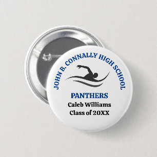 Blaue Schwimmmannschaft Personalisierter Schwimmer Button