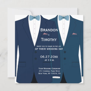 Blaue schwule Hochzeitseinladungen im Quadratforma Einladung
