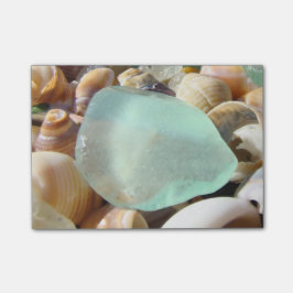 Blaue Seaglass Post-Itanmerkungs-Seeglas-Muscheln Post-it Klebezettel