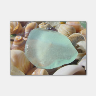 Blaue Seaglass Post-Itanmerkungs-Seeglas-Muscheln Post-it Klebezettel