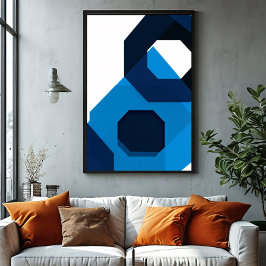 Blaue Sechseck-Kunst Leinwanddruck