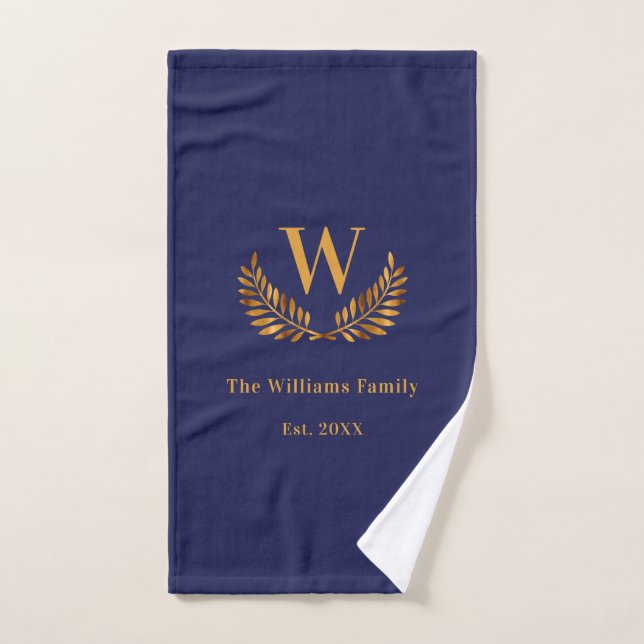 Blaue Seefamilie Monogramm-Erstlaubelkranz Badhandtuch Set (Handtuch)