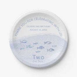 Blaue Seefische 2. Geburtstagsparty Paper Plate Pappteller