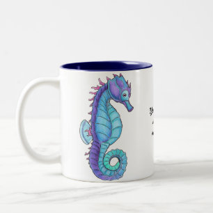 Blaue Seepferd-Tasse Zweifarbige Tasse