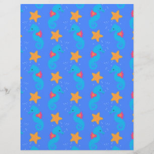 Blaue Seepferde und Starfish Muster