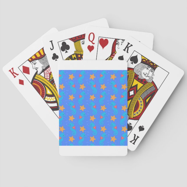Blaue Seepferde und Starfish Muster Spielkarten (Rückseite)