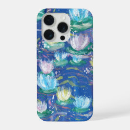 Blaue Seerosen Malerei Handyhülle iPhone 15 Pro Hülle