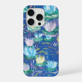 Blaue Seerosen Malerei Handyhülle iPhone 15 Pro Hülle