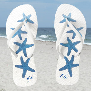 Blaue Seesterne Personalisieren mit Initialen Flip Flops